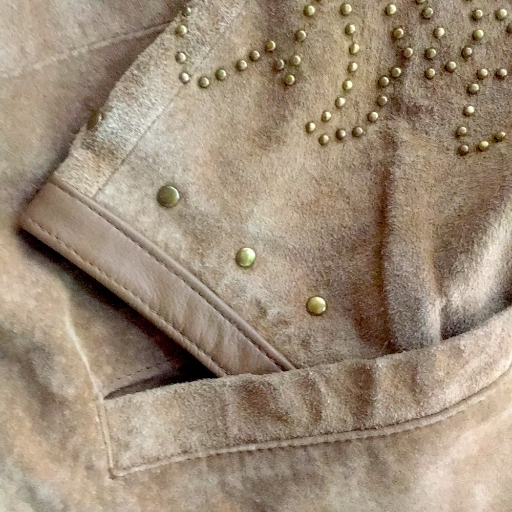 NWT suede MEDIUM ladies jacket lined two pockets Bren studs - Picture 6 of 7